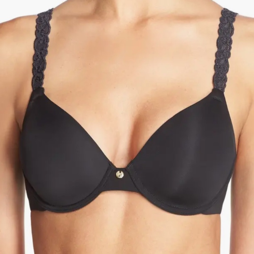 Natori Pure Luxe Underwire T-Shirt Bra. Color Black, size 30C.
